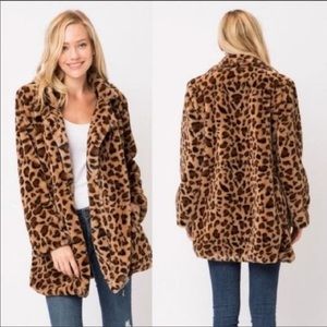 Leopard print fur coat | Love tree faux fur jacket | teddy bear coat plush